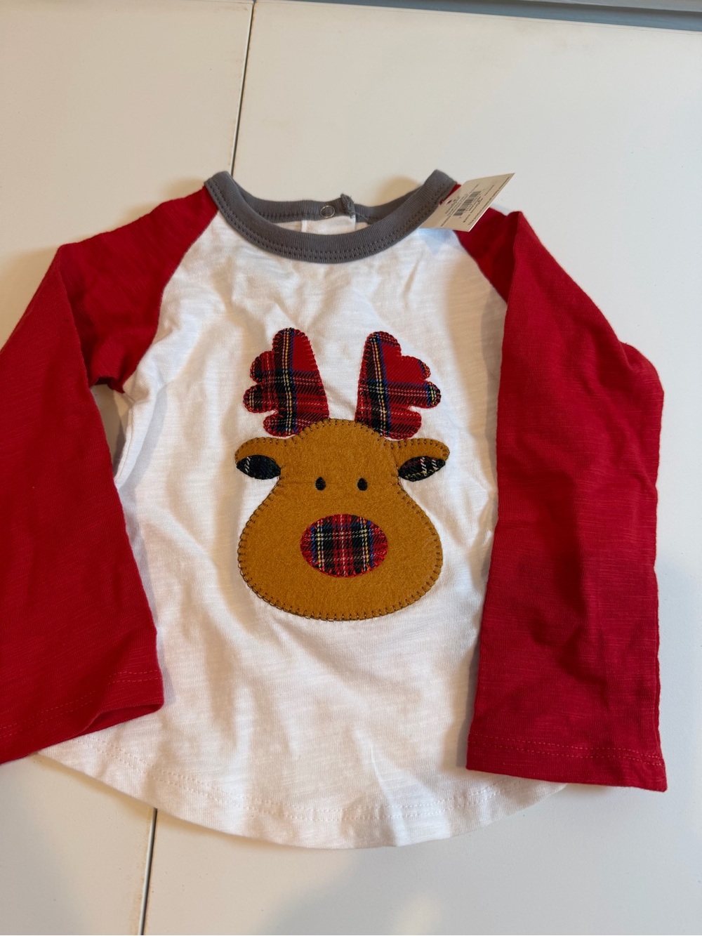Mud Pie Kids Red & White Moose Long-Sleeve Top 12-18 months